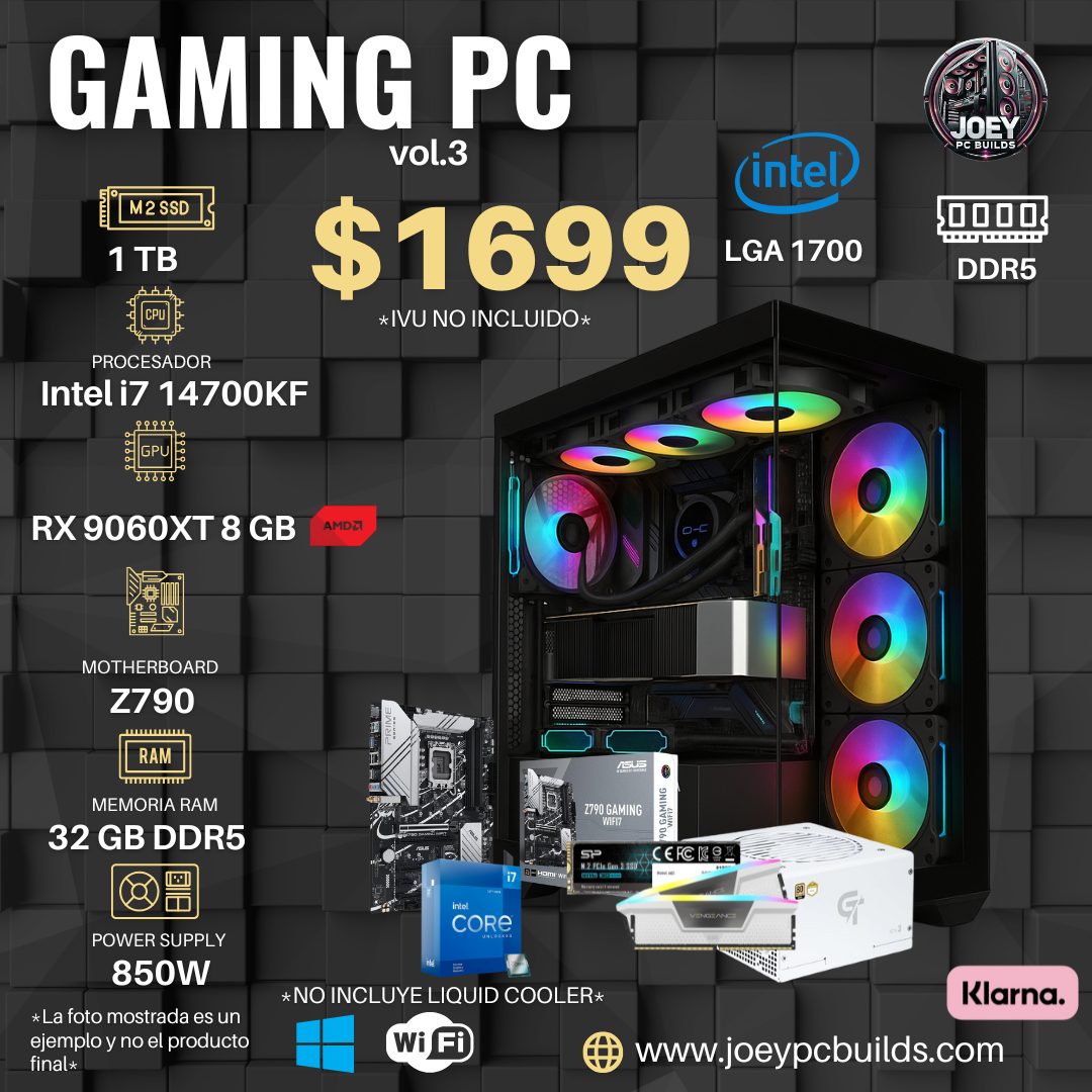 Gaming PC Vol.3 - RX 9060XT 8 GB / Intel i7 14700kf /  1 TB SSD /  32 GB RAM DDR5