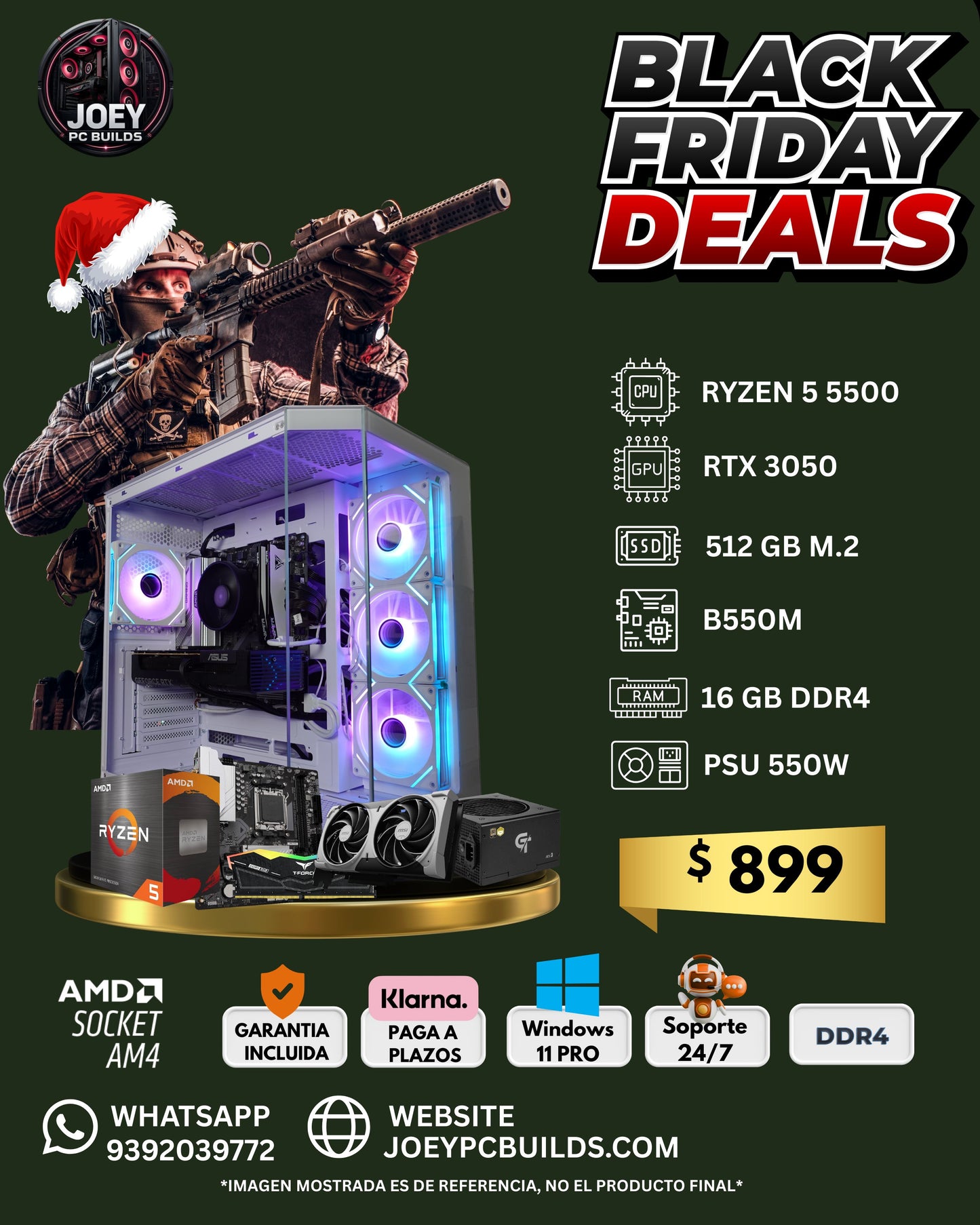 Gaming PC Starter RTX 3050 – Ryzen 5 • 16GB RAM • 512GB SSD