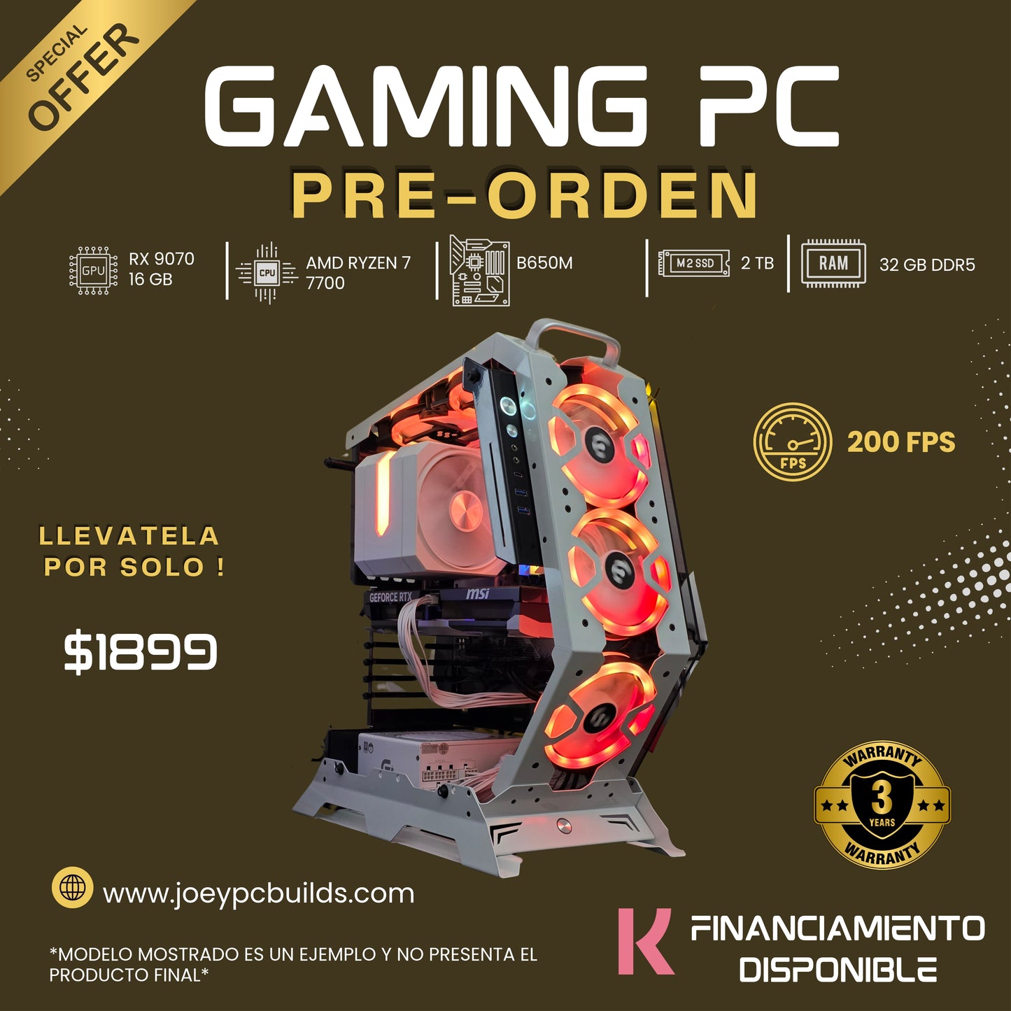 RX 9070 16 GB/ RYZEN 7 7700/ 32 GB RAM DDR5/ 2 TB SSD