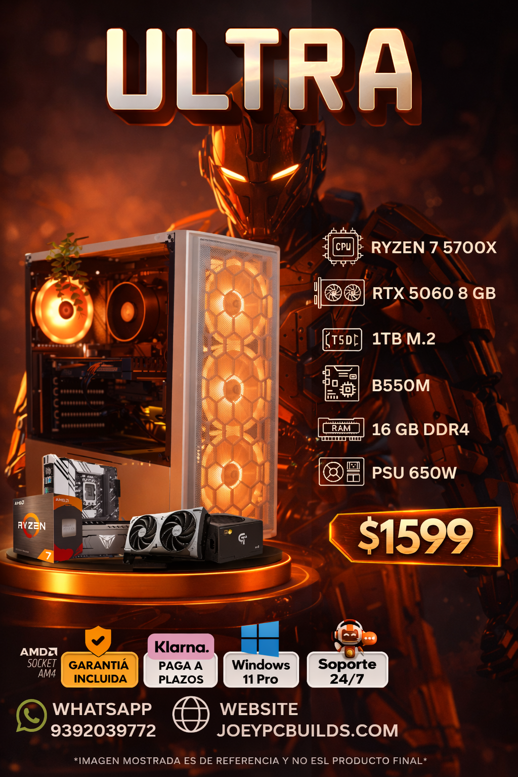 Gaming PC Ultra – Ryzen 7 5700X | RTX 5060 8GB | 16GB RAM | 1TB NVMe (Copy)
