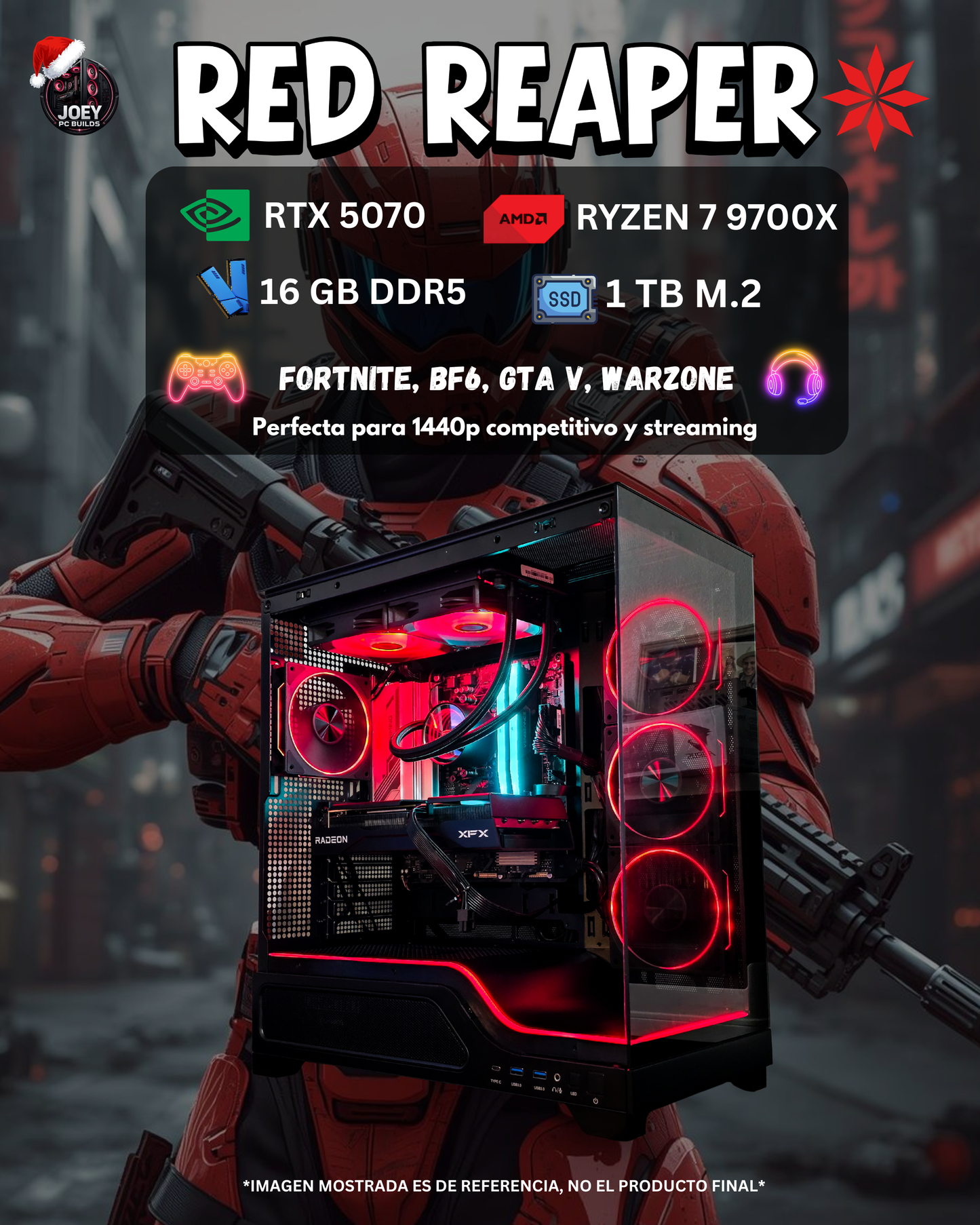 š„ RED REAPER ā RTX 5070 / Ryzen 7 9700X - 1 TB M.2 - 16 GB RAM