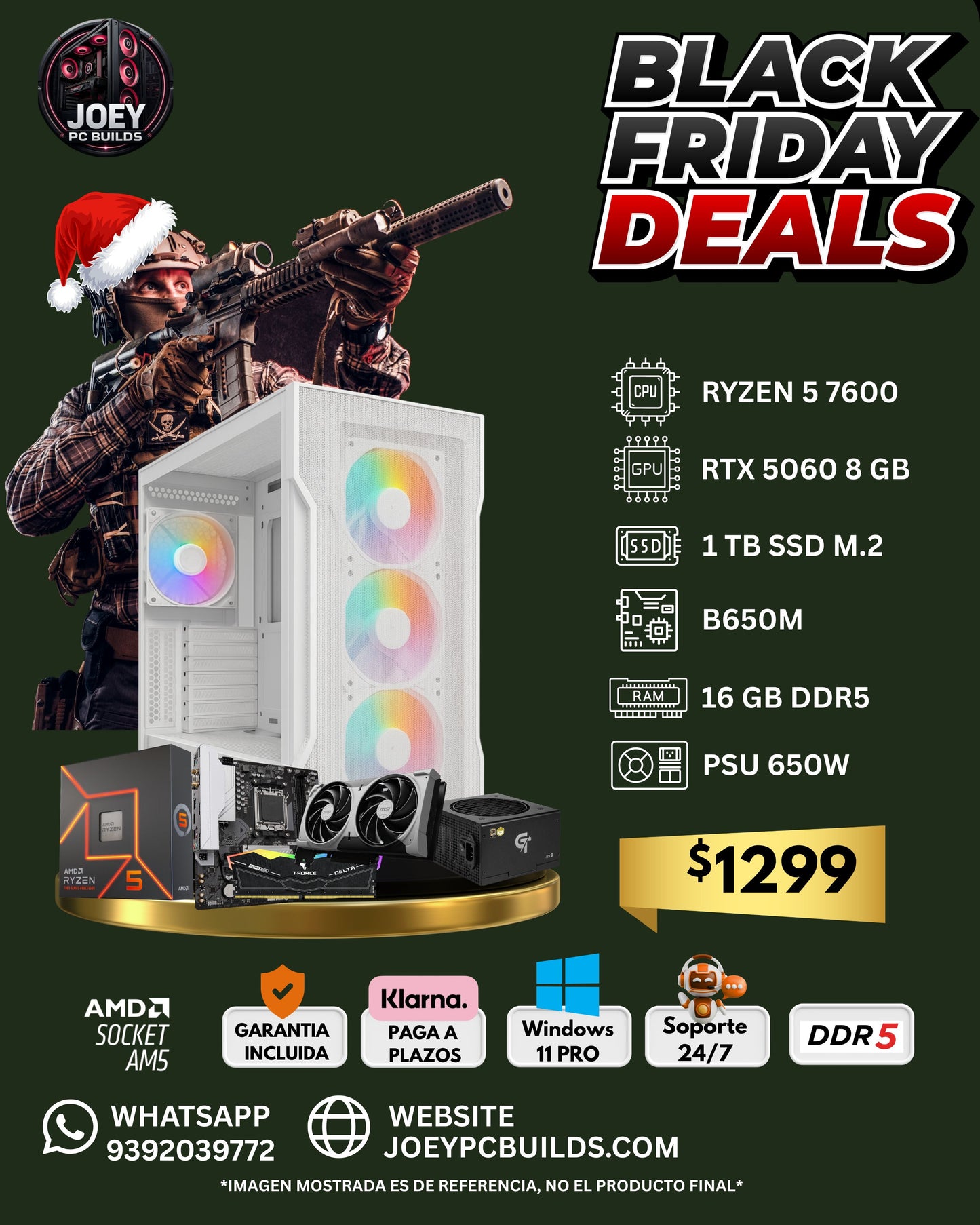 Gaming PC DDR5 Power RTX 5060 – Ryzen 5 7600 • 16GB DDR5