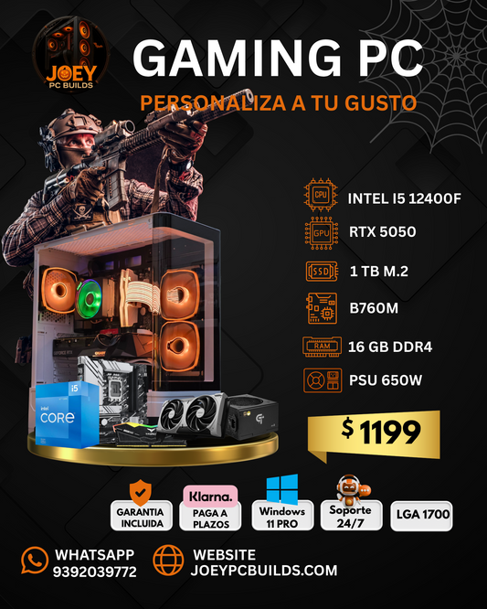 🕷️🎮 Dark Phantom" – Gaming PC Intel i5-12400F + RTX 5050 | 16GB DDR4 | 1TB M.2 SSD 🕸️🖤