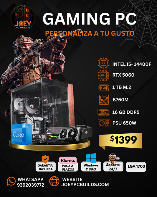 🕸️⚡ Night Reaper X" – Gaming PC Intel i5-14400F + RTX 5060 | 16GB DDR5 | 1TB M.2 SSD 👻💀