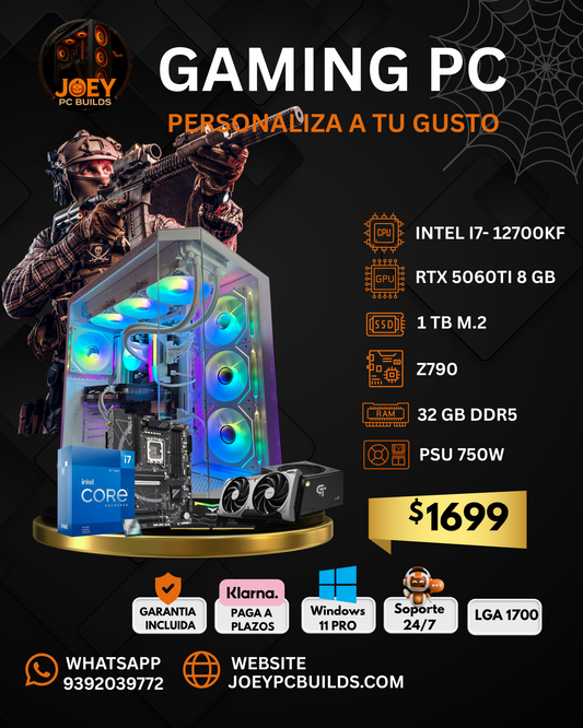 🕷️🔥 Haunted Titan X – Gaming PC Intel i7-12700KF + RTX 5060 Ti 8GB | 32GB DDR5 | 1TB M.2 SSD 👑💀