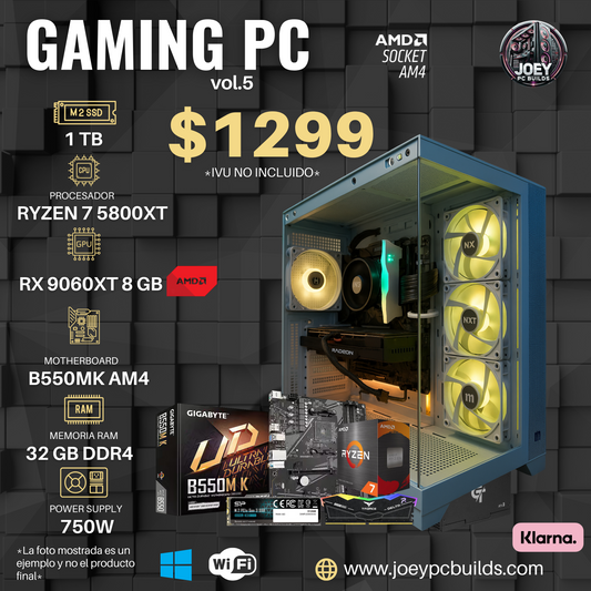 Gaming PC Vol. 5 - RX 9060XT 8 GB / RYZEN 7 5800XT / 1 TB SSD / 32 GB RAM DDR4