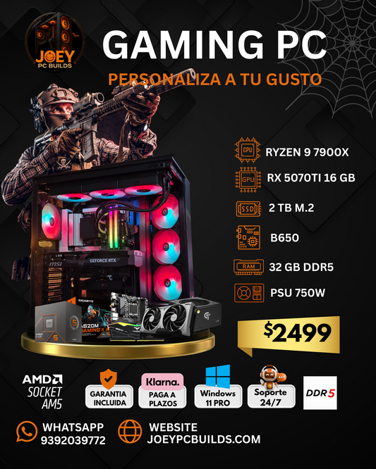 🎃🕸️ Demon Slayer Pro Ryzen 9 7900X + RX 5070 Ti 16GB | 32GB DDR5 | 2TB SSD M.2 | B650 | PSU 750W 👻💀