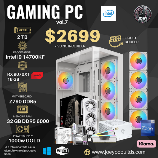 Gaming PC Vol.7- RX 9070XT 16 GB - INTEL I9 14700KF - 32 GB RAM DDR5 - 2 TB SSD - LIQUID COOLER