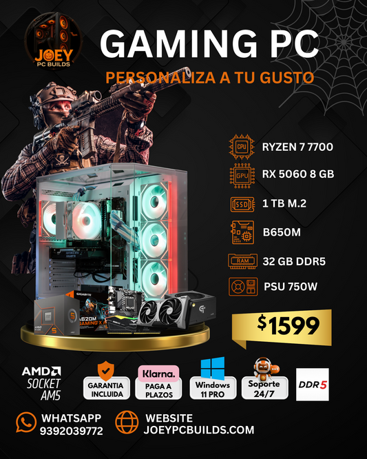 🎃🕸️ Nightfall Pro Ryzen 7 7700 + RX 5060 8GB | 32GB DDR5 | 1TB SSD M.2 | B650M | PSU 750W 👻💀