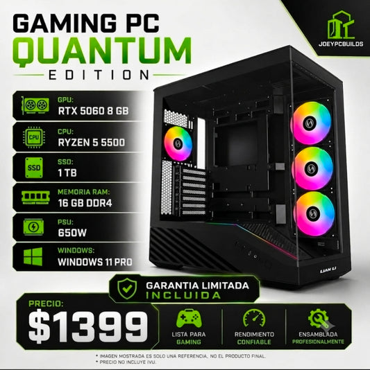 QUANTUM Gaming PC – RTX 5060 8GB / Ryzen 5 5500 / 16GB RAM / 1TB SSD / Windows 11 Pro