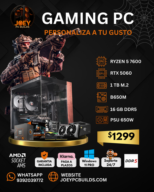🎃🕸️ Night Hunter Ryzen 5 7600 + RTX 5060 | 1TB SSD M.2 | 16GB DDR5 👻 🕷️💀