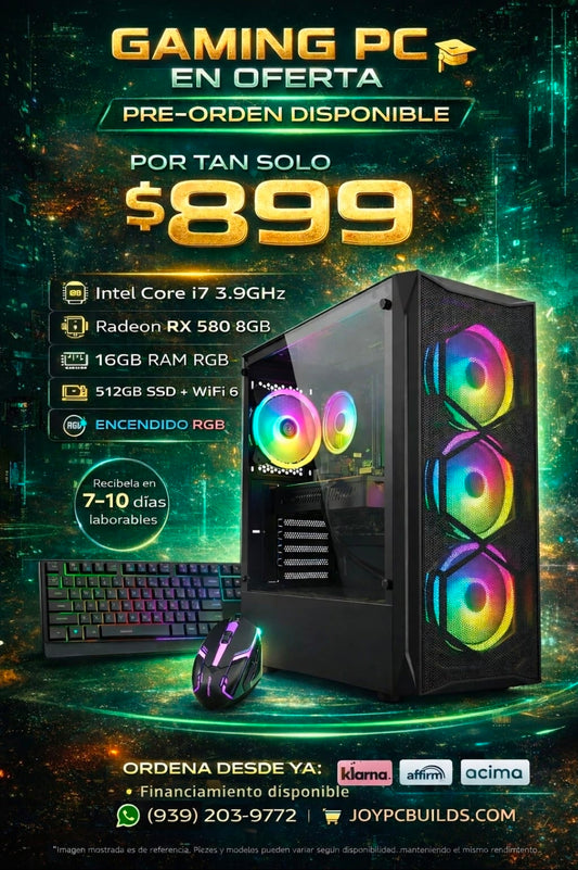 Gaming & Workstation PC – Intel Core i7 | RX 580 8GB | 16GB RAM | 512GB SSD | WiFi 6 | Windows 11