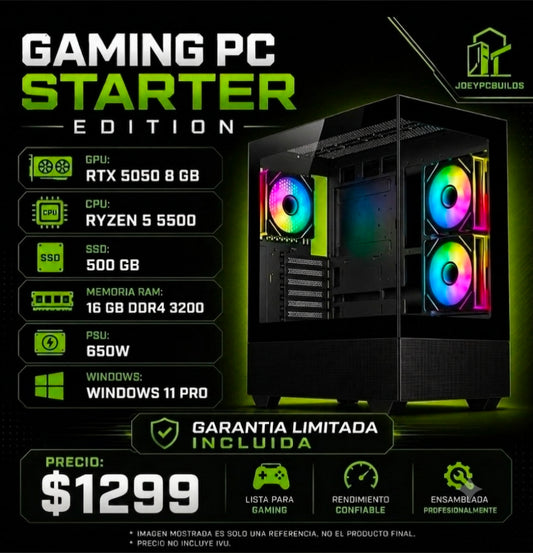 Starter Edition: RTX 5050 (8GB) • Ryzen 5500 • 500 GB SSD • 16GB DDR4
