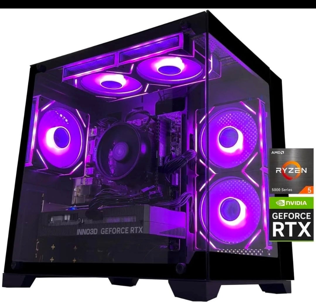 Gaming PC AMD Ryzen 5 5500, GeForce RTX 5060 8GB GDDR7, DLSS 4, VR Ready, 16GB DDR4 3200MHz, 1TB M.2