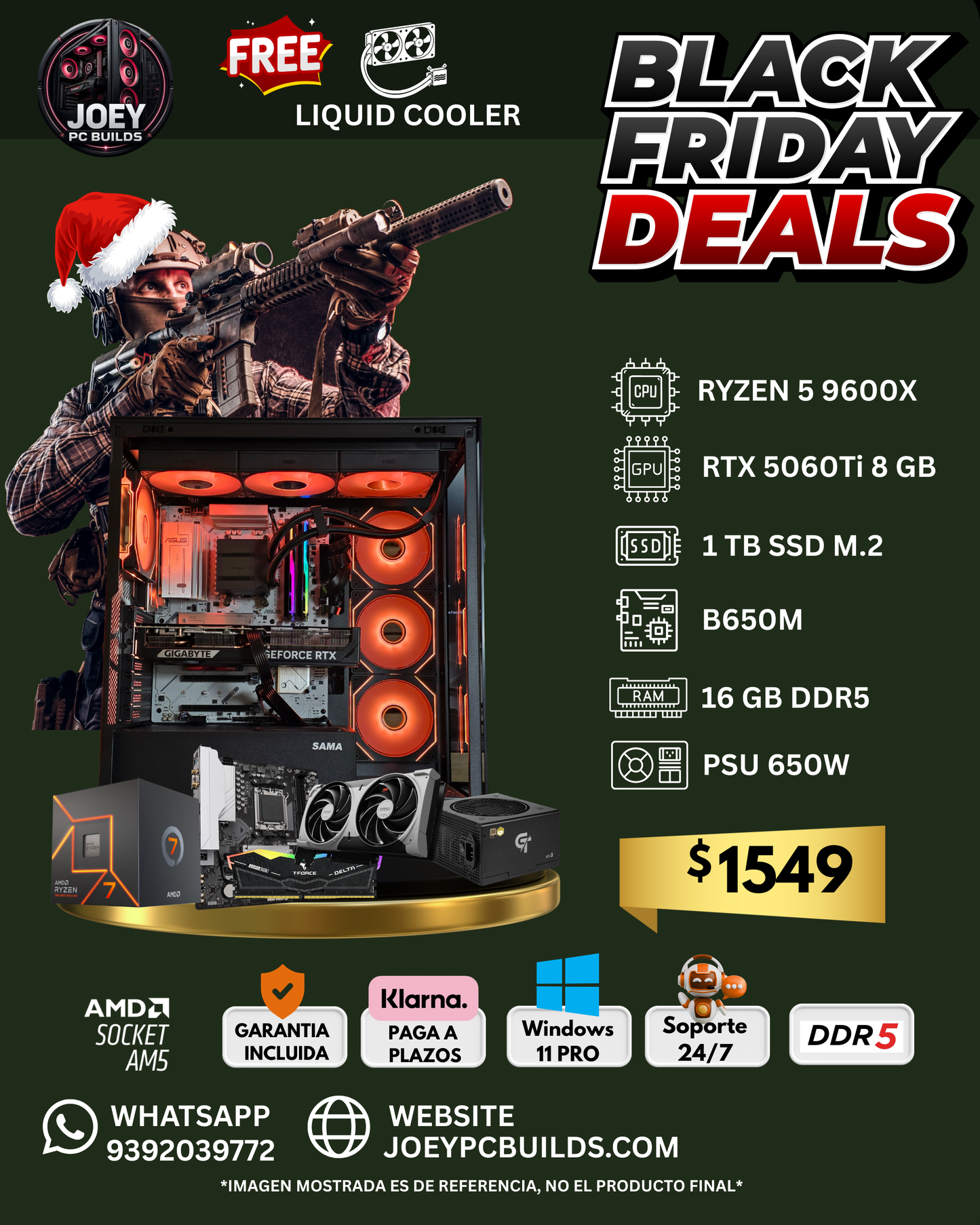 Gaming PC Elite 5060Ti – Ryzen 5 9600x • DDR5 • Liquid Cooler Incluido