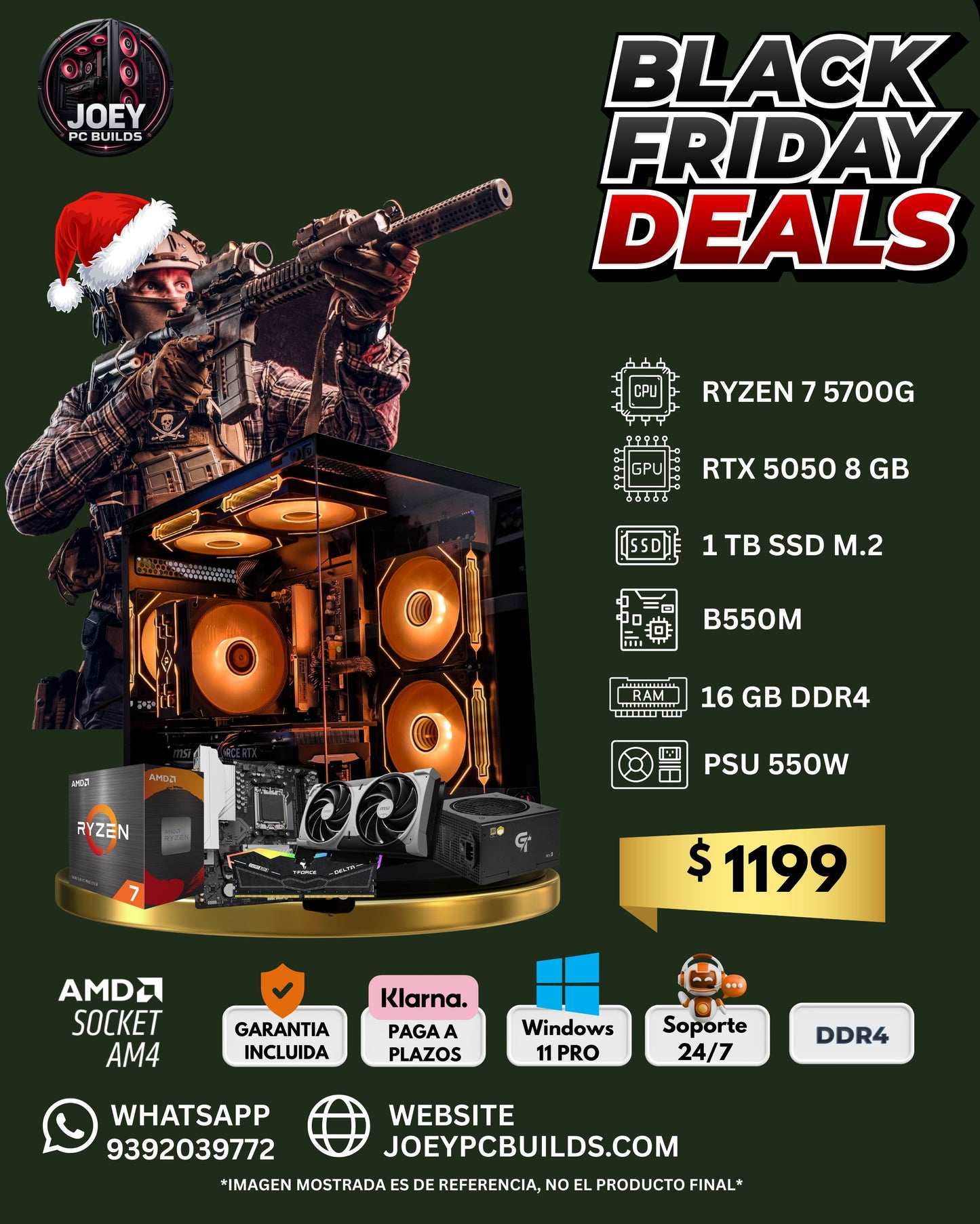 Gaming PC Optimus RTX 5050 – Ryzen 7 • 16GB RAM • 1TB SSD