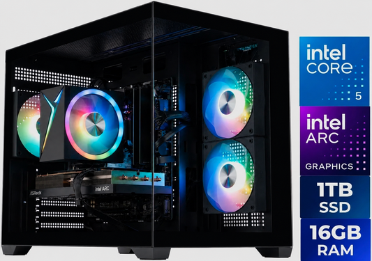 Aqua Gaming PC – Intel Core 5 + Intel ARC A580 | 16GB RAM | 1TB SSD