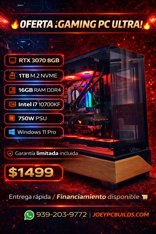 Gaming PC RTX 3070 | Intel i7 10700KF | 16GB RAM | 1TB NVMe | Windows 11 Pro