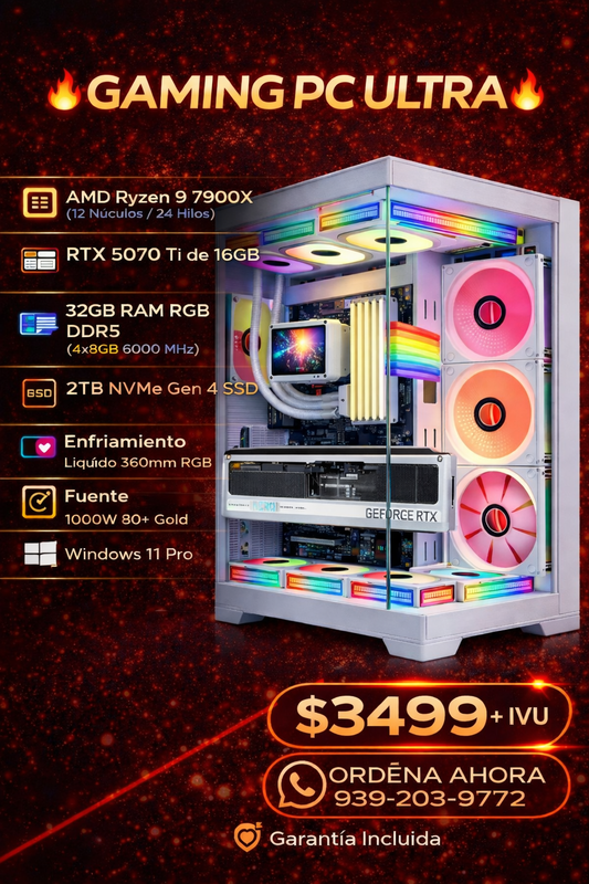 🔥 Gaming PC Ultra – Ryzen 9 7900X | RTX 5070 Ti 16GB | 32GB DDR5 🔥