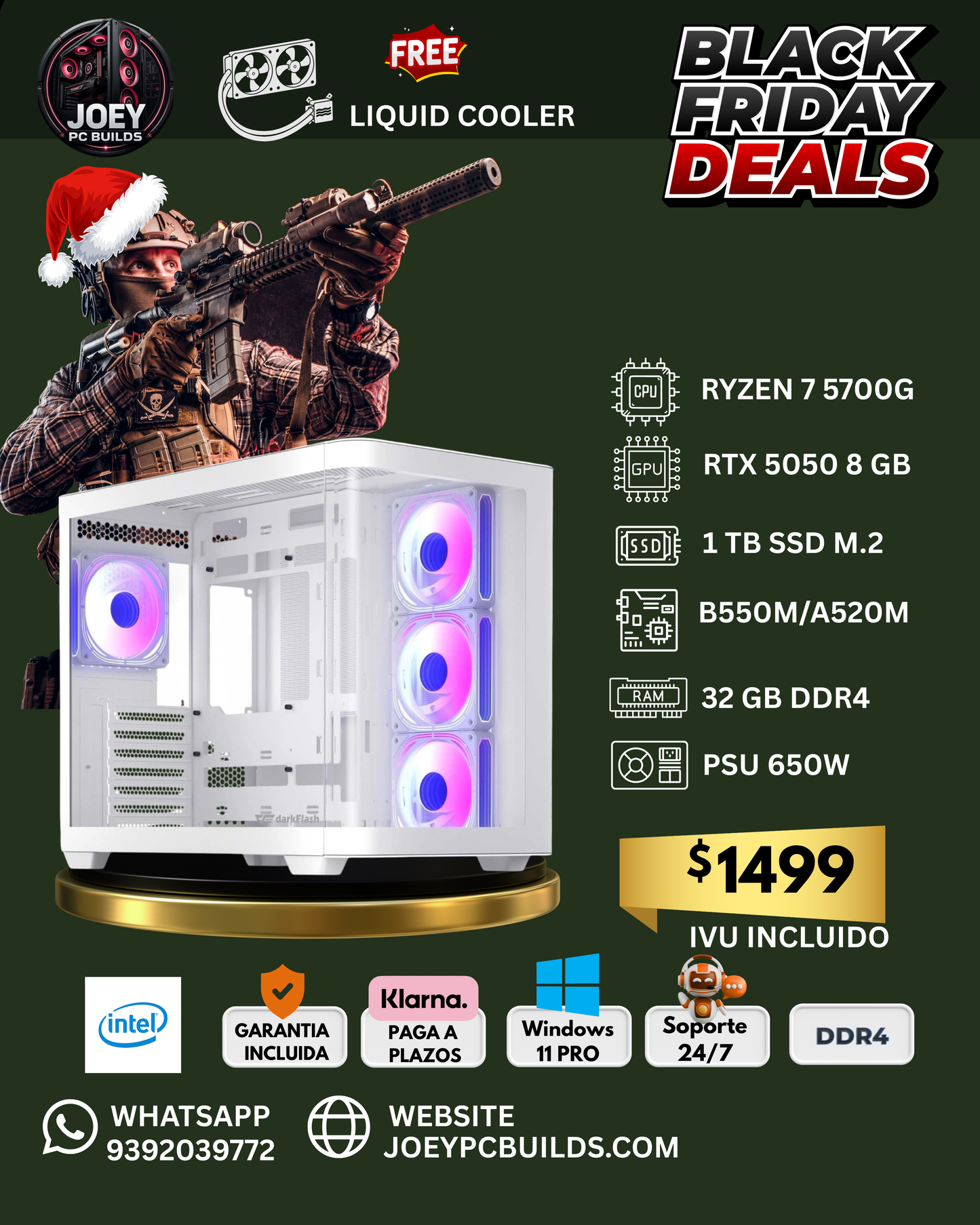🔥 Frost White Gaming – Ryzen 7 | RTX 5050 | 32GB RAM | 1TB SSD | Windows 11 Pro