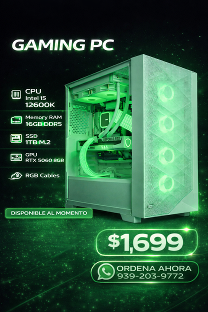 🔥 Gaming PC Intel i5-12600K | RTX 5060 8GB | 16GB DDR5 | 1TB M.2 | RGB