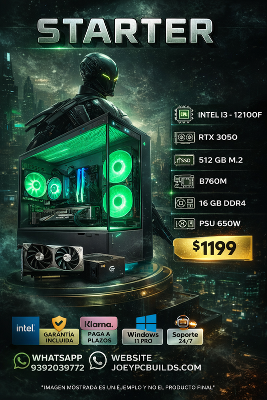 Gaming PC Starter – Intel i3-12100F | RTX 3050 | 16GB RAM | 512GB NVMe