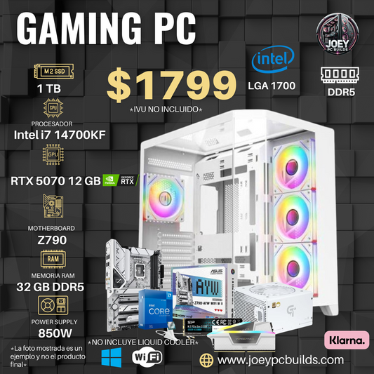Gaming PC Ultra - RTX 5070 12 GB - INTEL i7 14700KF - 32 GB RAM DDR5 - 1 TB SSD M.2 - 850W - Z790 DDR5 BOARD THUNDERBOLT