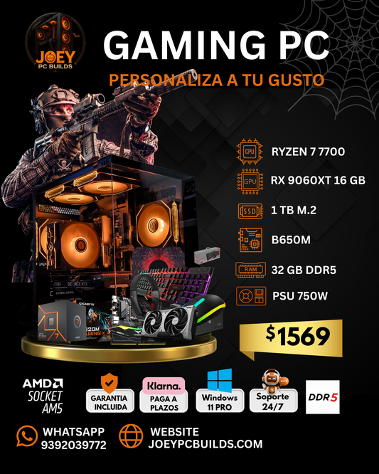 💥 Gaming PC Ryzen 7 7700 | RX 9060 XT 16 GB | 32 GB DDR5 | 1 TB M.2 | Windows 11 Pro