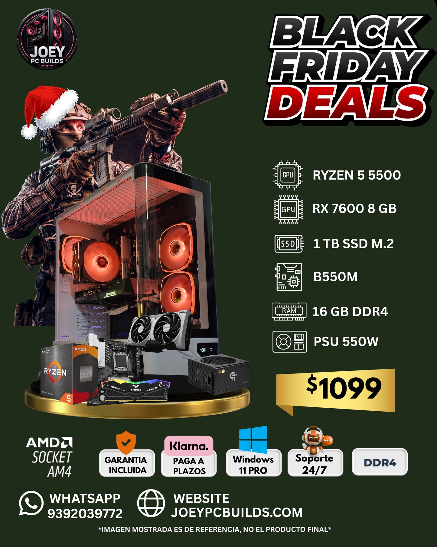 Gaming PC Boost RX 7600 – Ryzen 5 • 16GB RAM • 1TB SSD