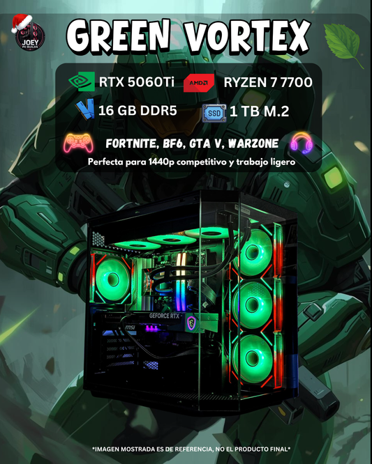 💚 GREEN VORTEX – RTX 5060Ti / Ryzen 7 7700