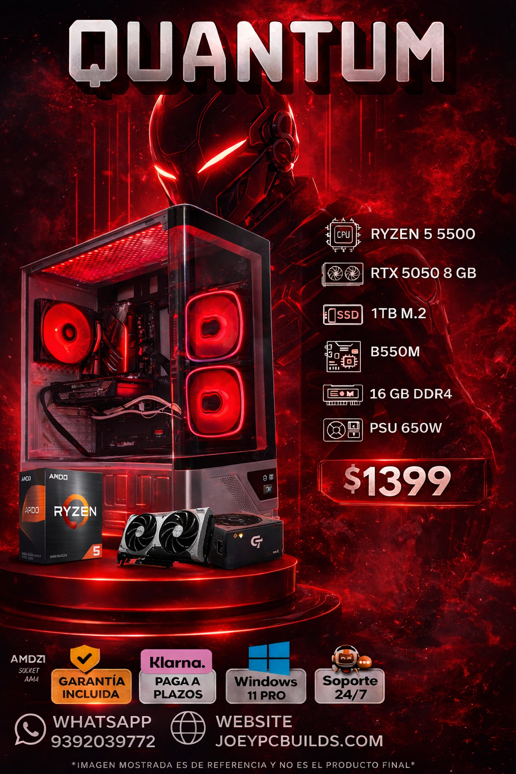 Gaming PC Quantum – Ryzen 5 5500 | RTX 5050 8GB | 16GB RAM | 1TB NVMe