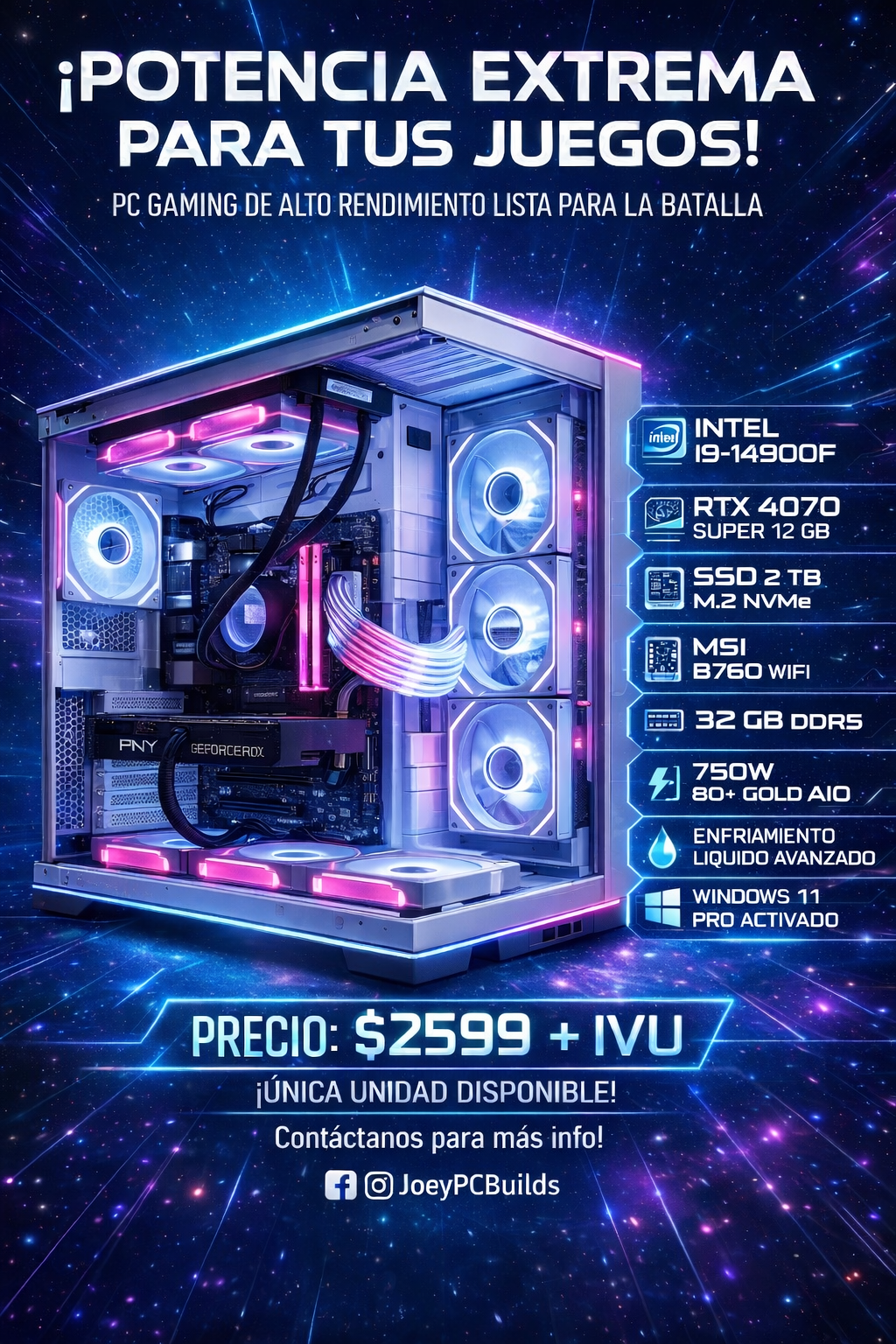 ❄️ Arctic Dominator White Edition | i9-14900F | RTX 4070 SUPER | 32GB DDR5 | 2TB NVMe | WiFi | Windows 11 Pro