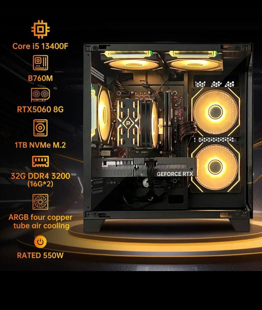 🍁 Gaming PC RTX 5060 | Intel i5-13400F | 32GB RAM | 1TB NVMe | WiFi 6E | ARGB 🍁